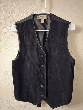 Marsh Landing Black Suede Button Vest
